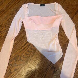 White Fox Pink Mesh Top